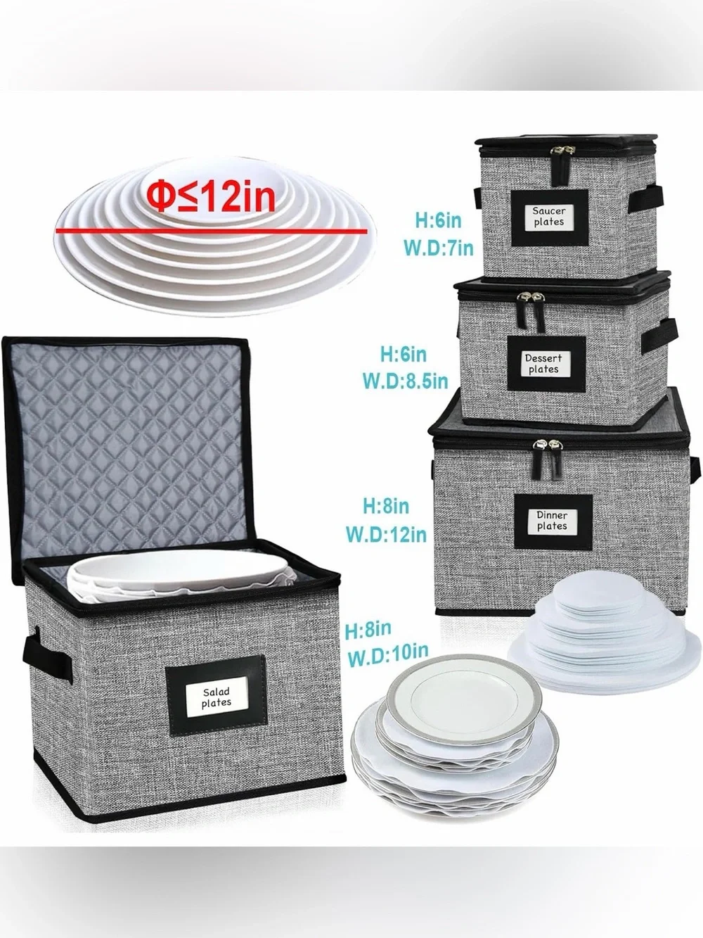 5 PACK China Storage Containers-Quilted Mug Storage and Moving Boxes for Dishes